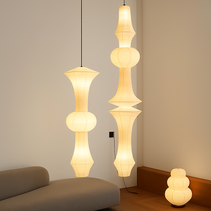 Suspension LED Wabi-Sabi Papier de Riz Blanc