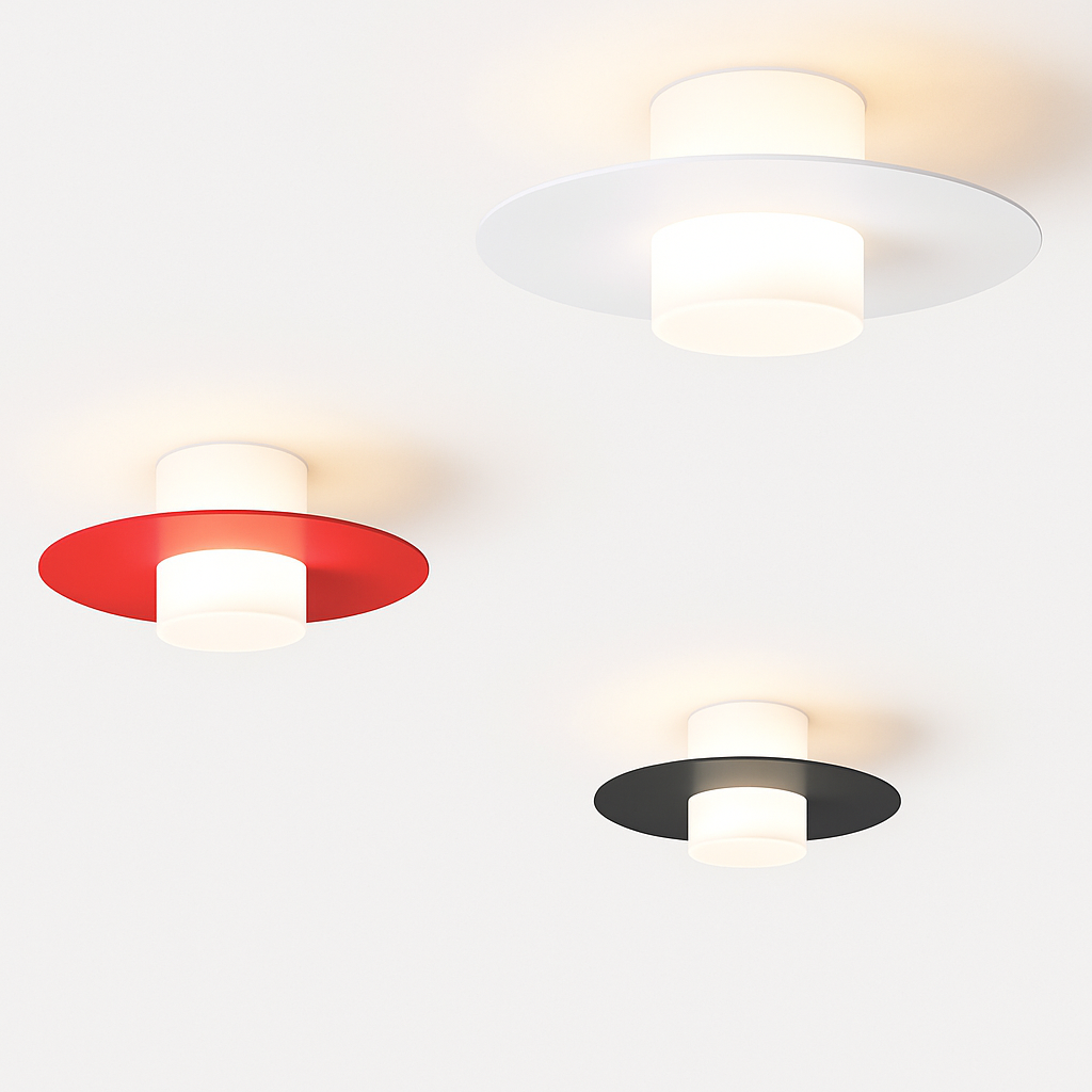 Plafonnier LED Moderne D25cm - Noir, Blanc ou Rouge