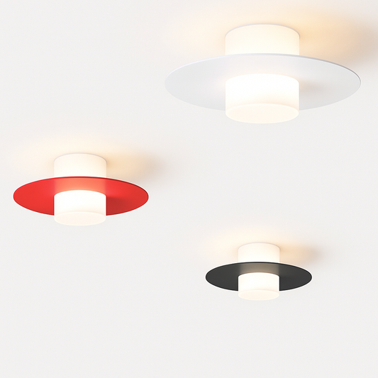 Plafonnier LED Moderne D25cm - Noir, Blanc ou Rouge