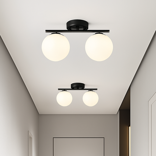 Plafonnier LED Globe Design Nordique en Fer et Verre