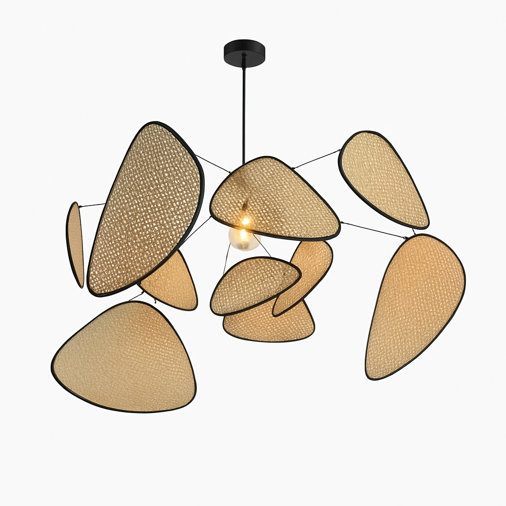 Lustre LED Rotin Tressé Design Scandinave & Wabi-Sabi