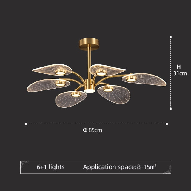 Lustre LED Doré Akimera Design Floral Moderne
