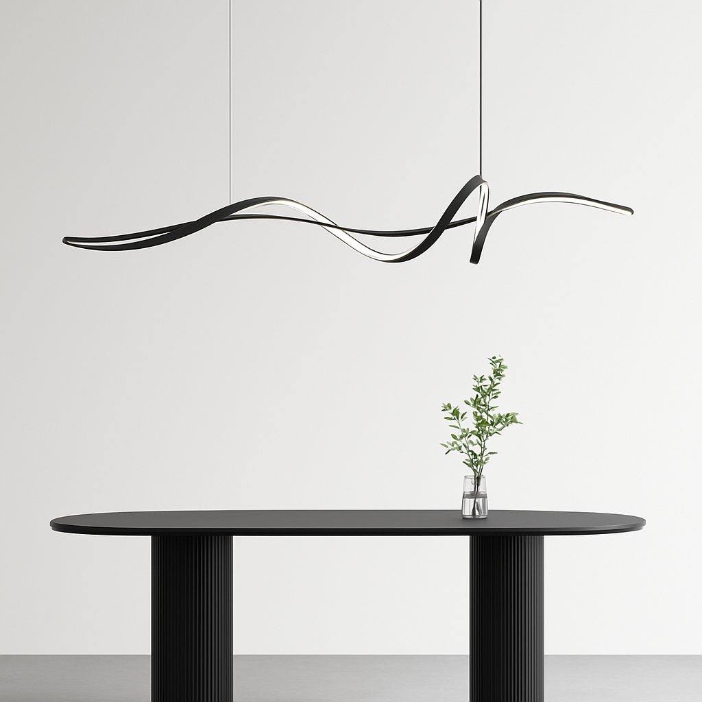 Lustre LED Design Ruban Aluminium Noir 120cm