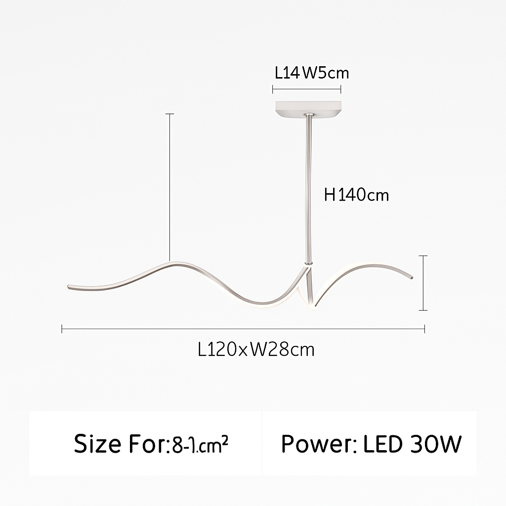 Lustre LED Design Ruban Aluminium Noir 120cm