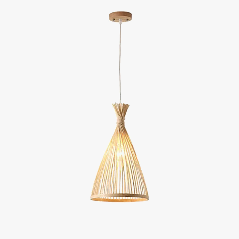 Suspension Vintage Bambou & Bois Tressé Naturel
