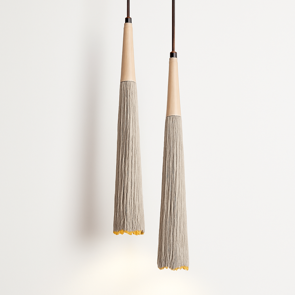 Suspension Wabi-Sabi Ciment & Bois Crème