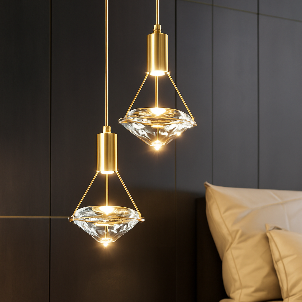 Suspension LED Cristal K9 Doré Moderne
