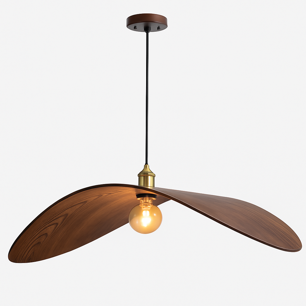 Lustre Suspension Bois Wabi-Sabi Zen LED Blanc